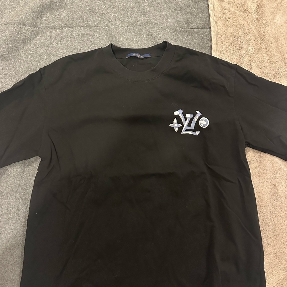 Louis Vuitton Black Tee with Logo Accent